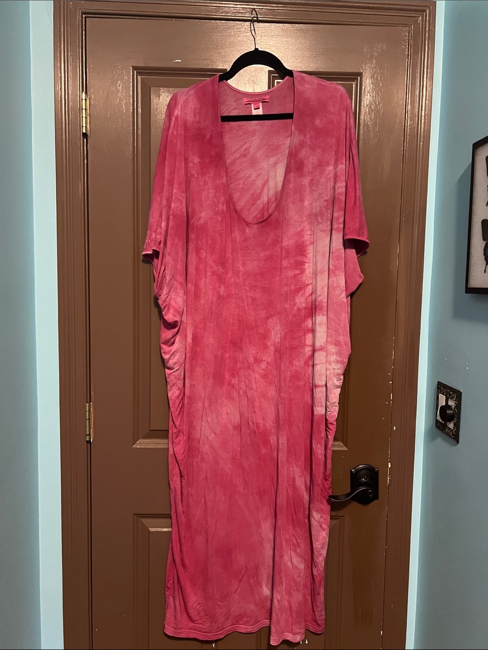Barefoot Dreams Pink Tie-Dye Swim Cover-Up caftan kaftan Dress O/S